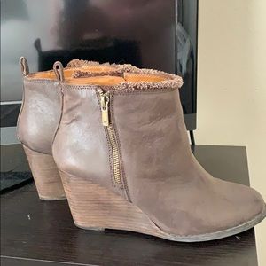 Lucky brown leather faux fur booties